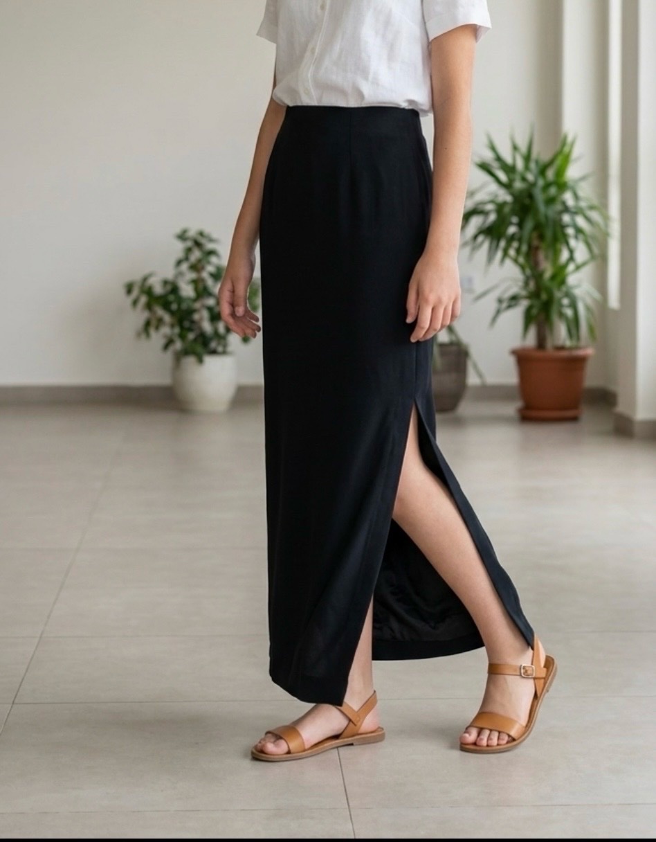 Jupe longue maxi noire avec fente latérale