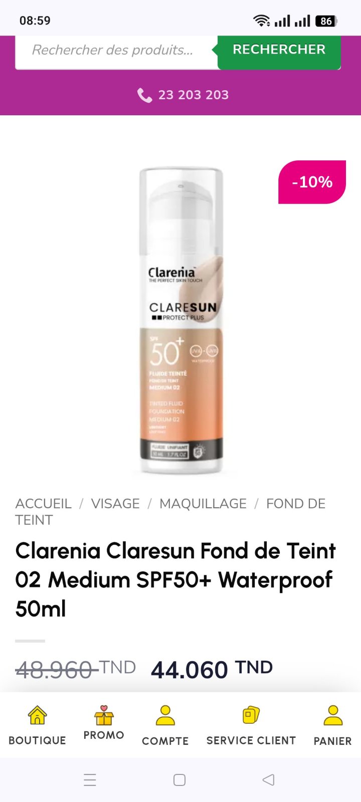 Clarenia claresun teinte 02 spf 50