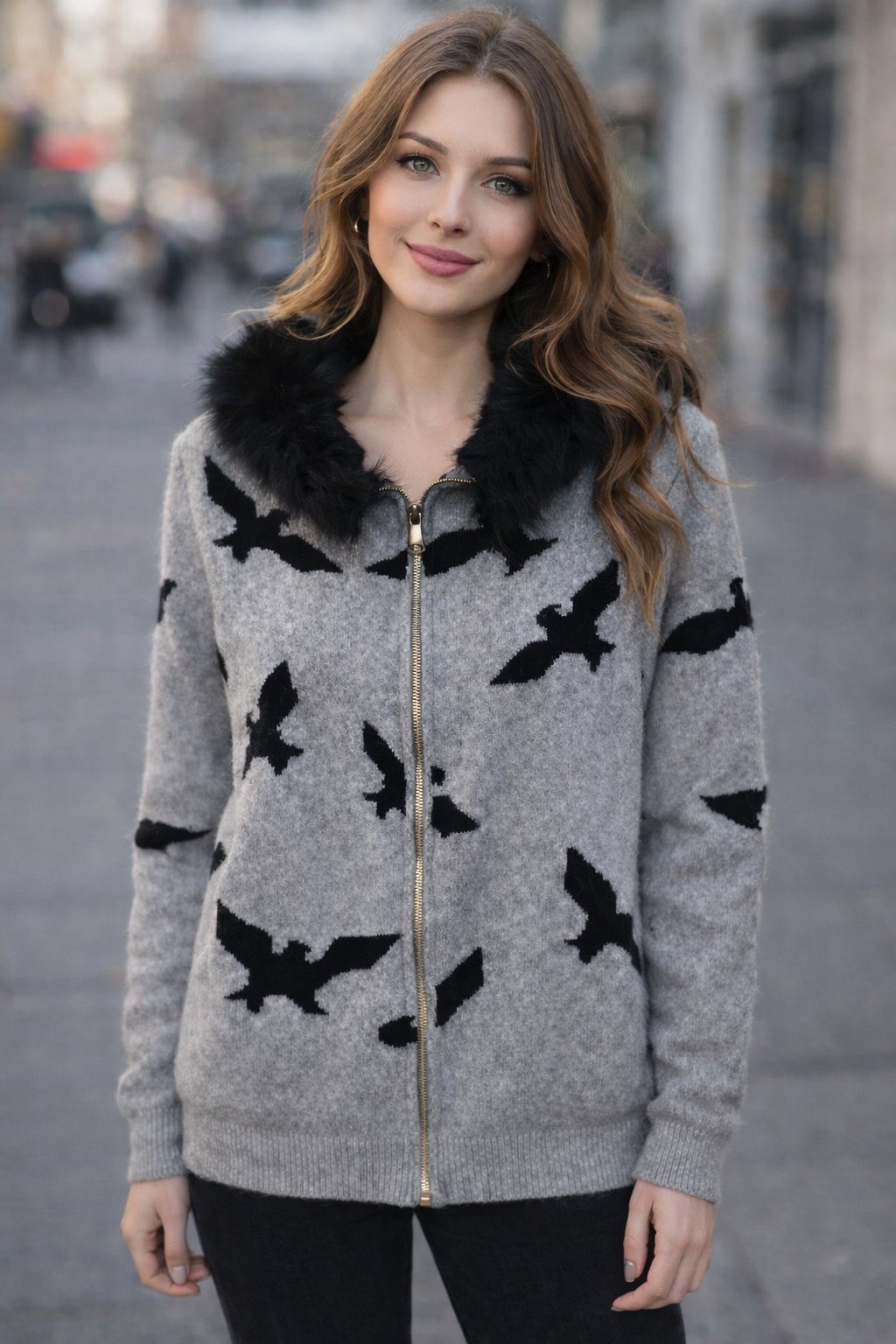 Gilet l'aid laine avec fourrure taille m/L comme neuf