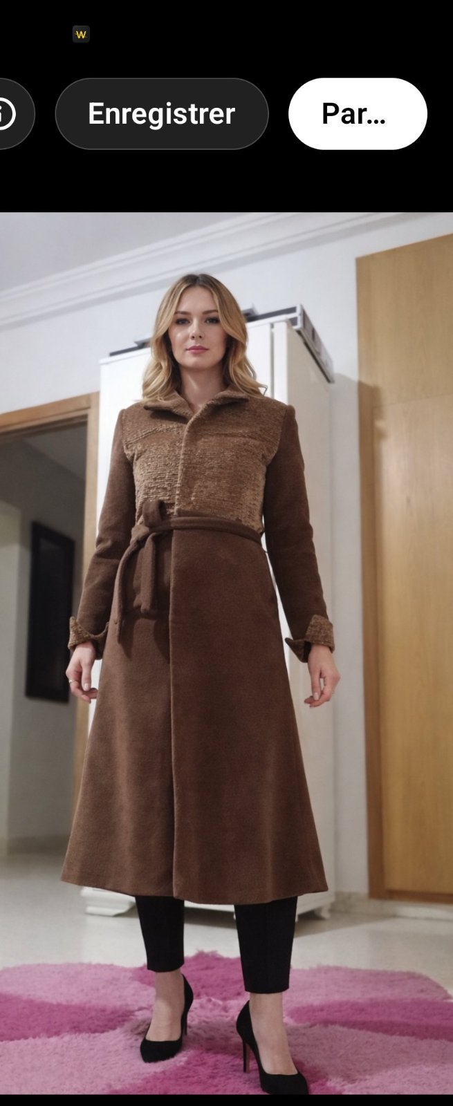 Manteau l'aid pour femme long fourrure lapin