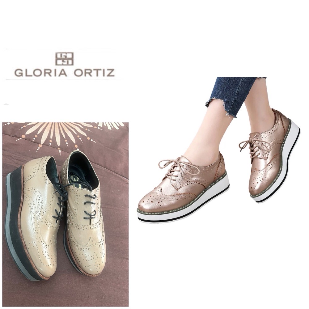 Chaussures style Richelieu à plateforme en cuir Gloria Ortiz