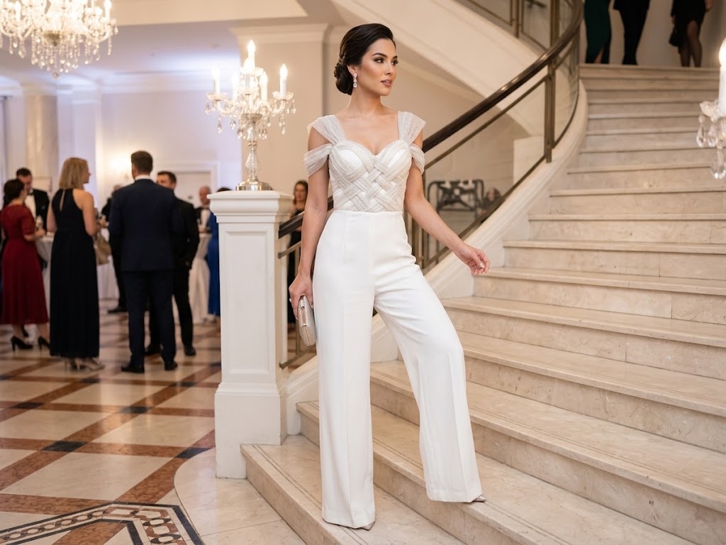 Combinaison Blanche soiree tres chic