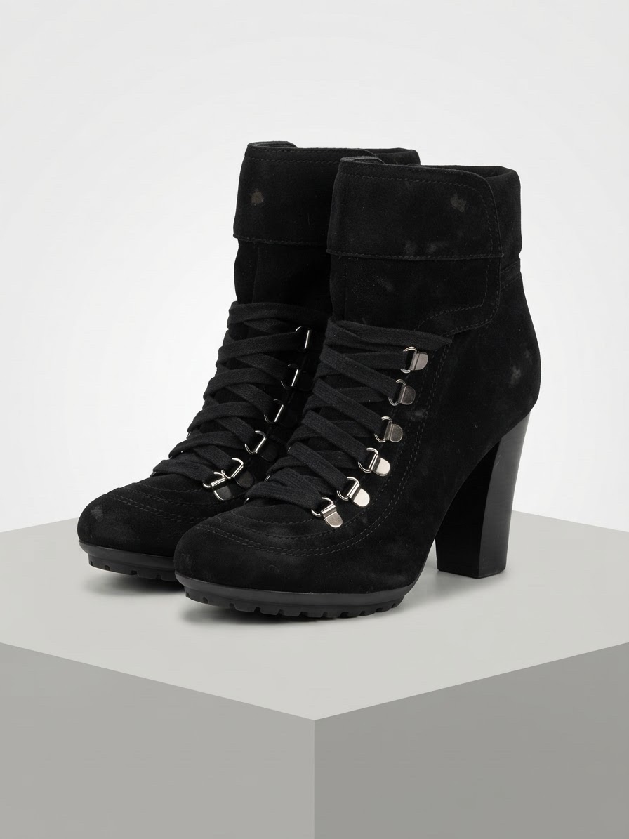 Geox daim et cuir noir boots à talons 