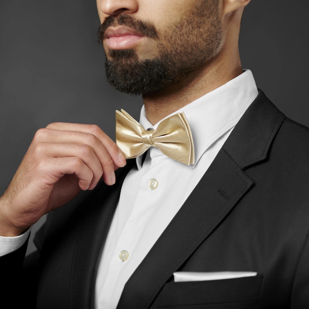 Noeud papillon gold/champagne en satin 