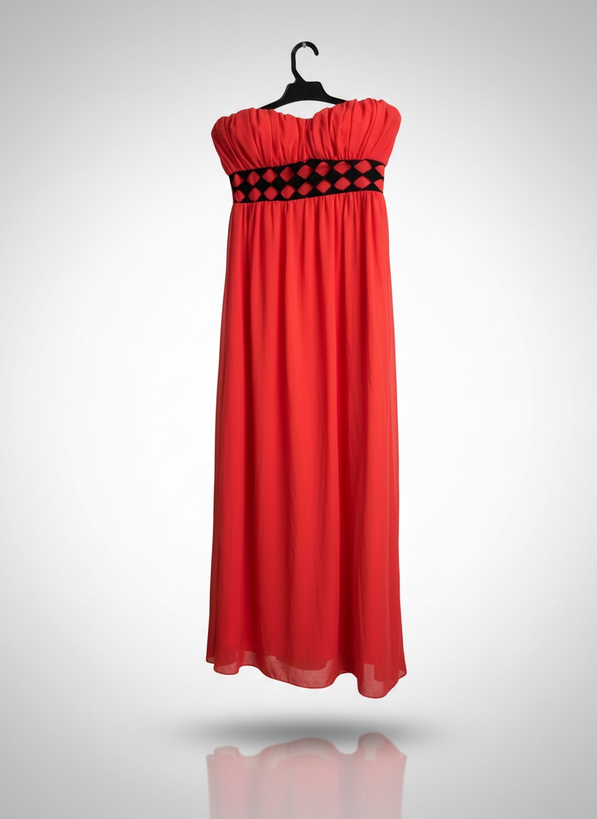 Robe bustier longue couleur corail fluide 