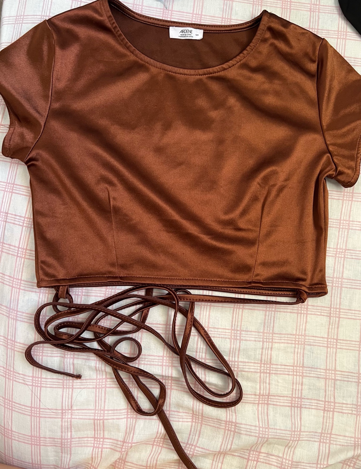 Pull satin marron chocolat