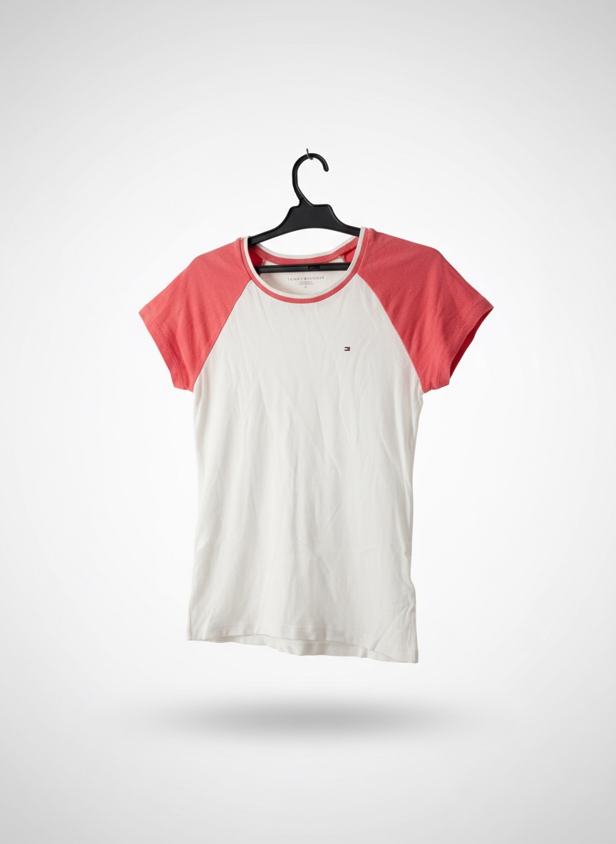 T-shirt basique en blanc et des épaules roses De la marque Tommy