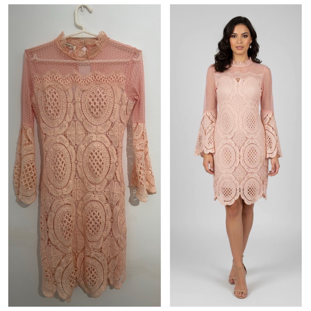 Robe en dentelle style boheme rose poudré 🌸