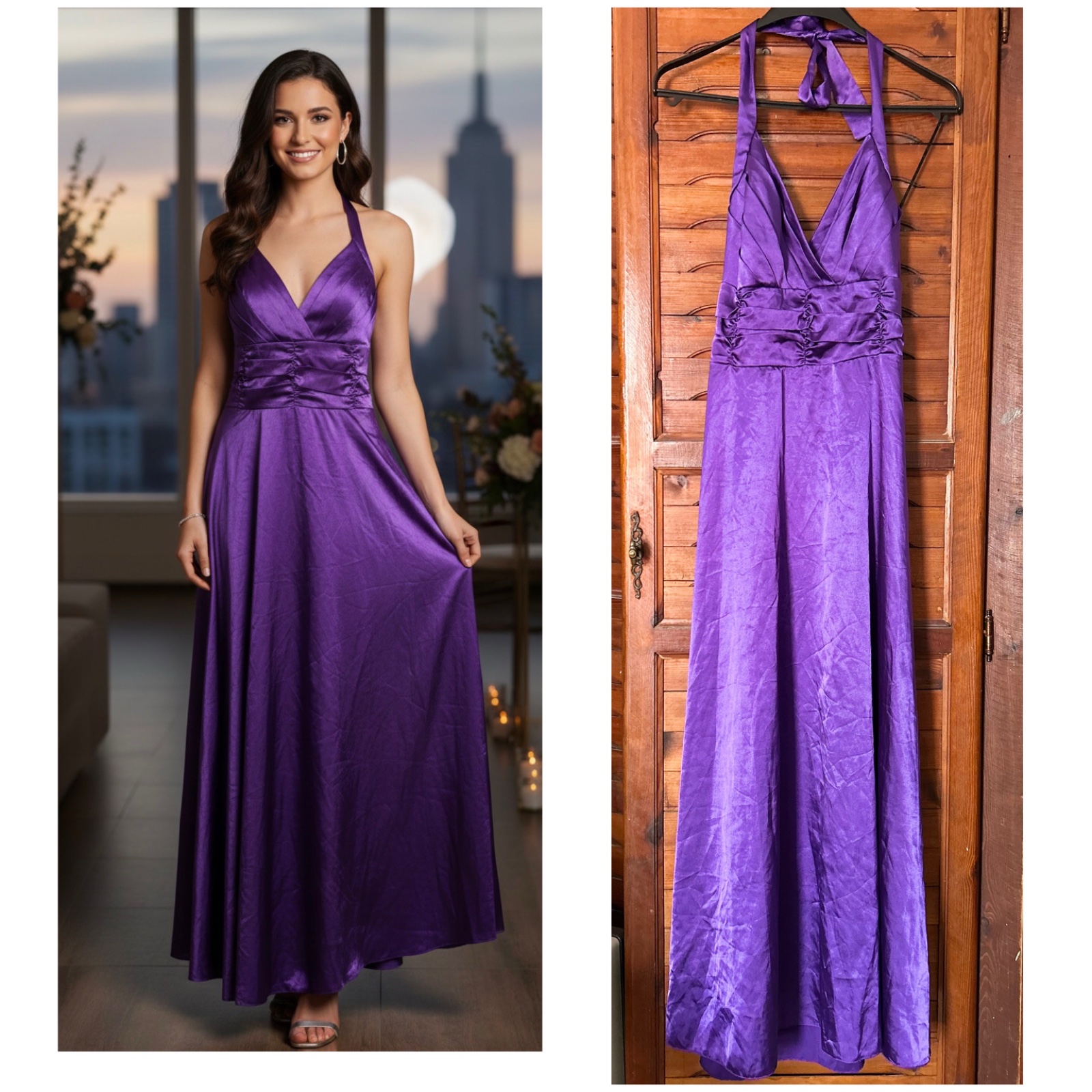 Robe Soirée maxi en satin taille S