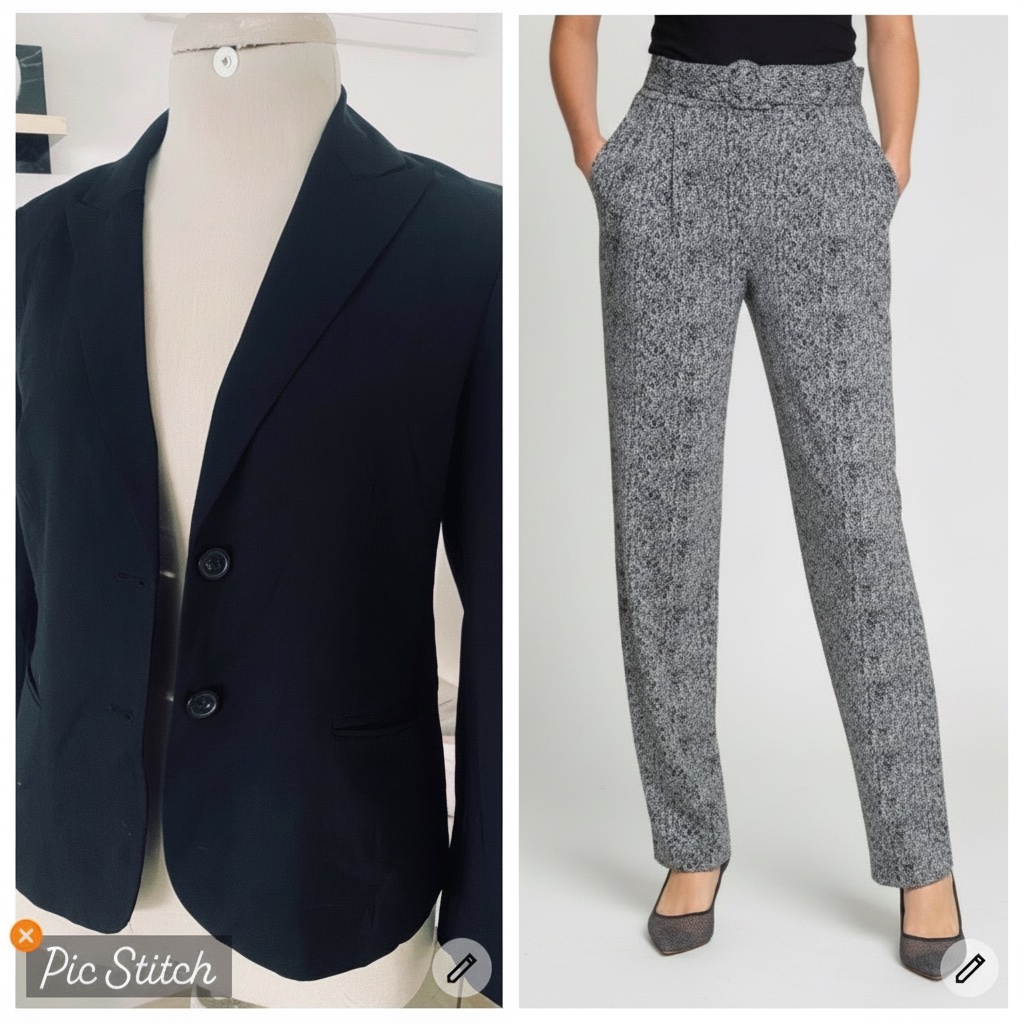 Blazer et pantalon taille haute ceinturé KARL LAGERFELD