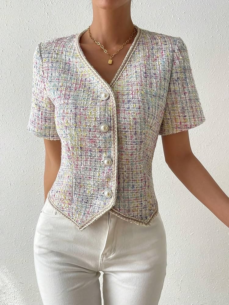 Jacket glamour en tweed SHEIN