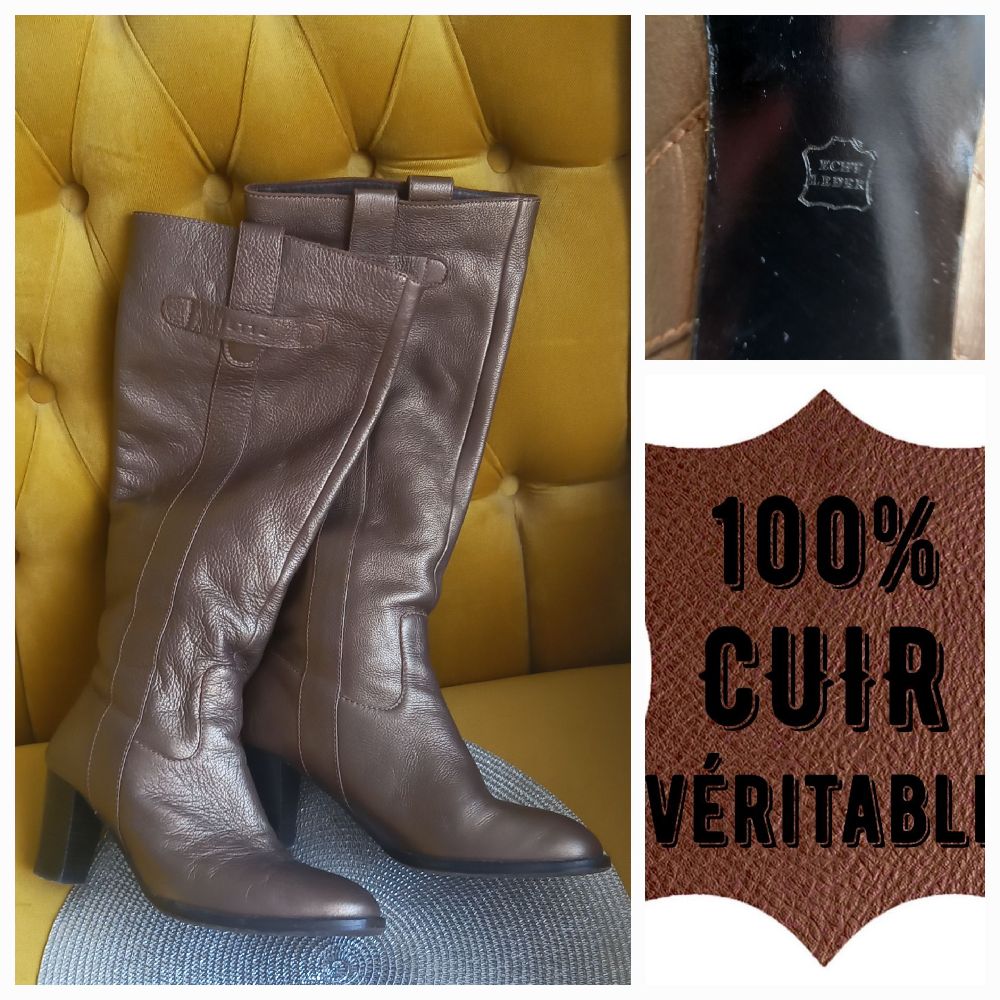 Bottes métallisées en cuir véritable 