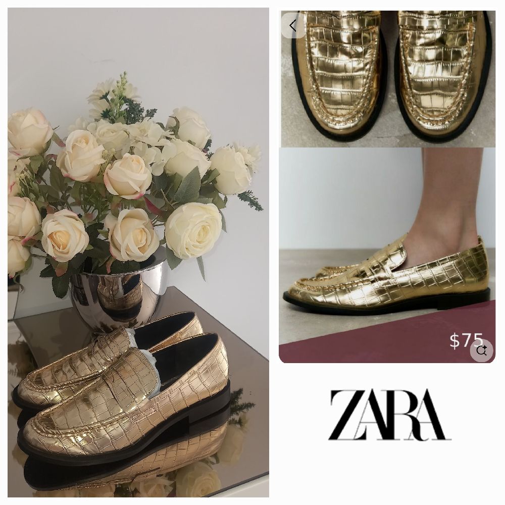 Chaussures tres chic ZARA p38 dorées neuves