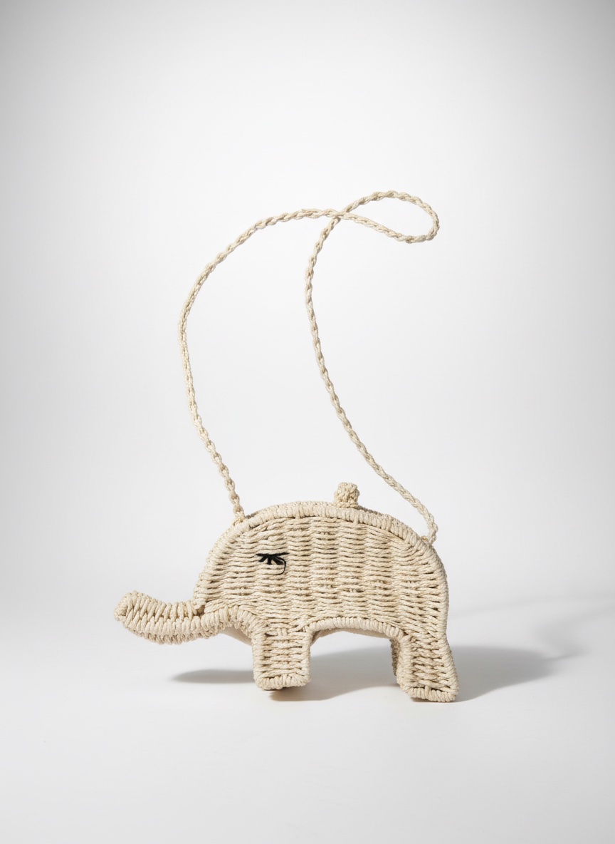 Elephant Straw Crossbody Purse Tote Bag
