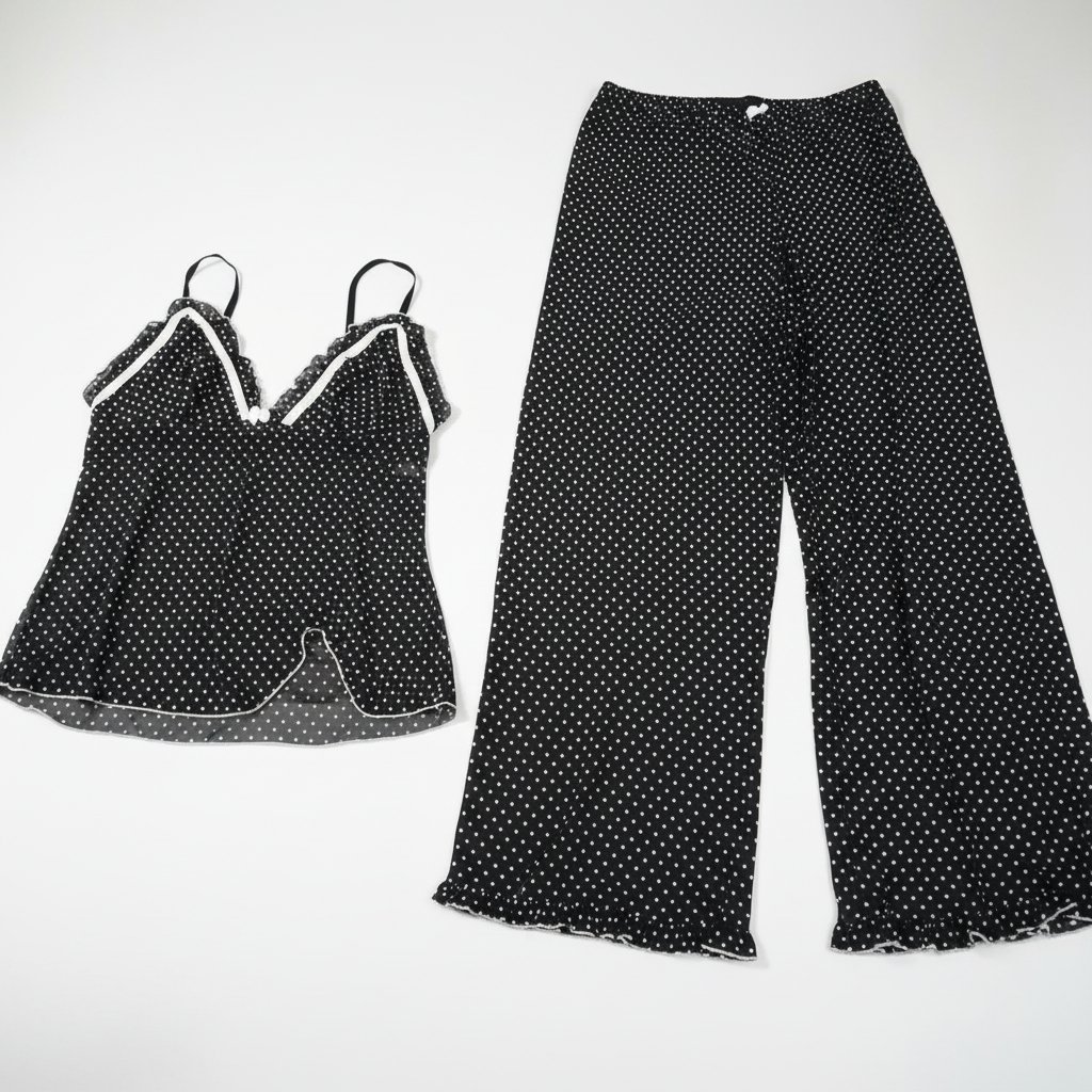 Lingerie noir pointillé deux pièces 