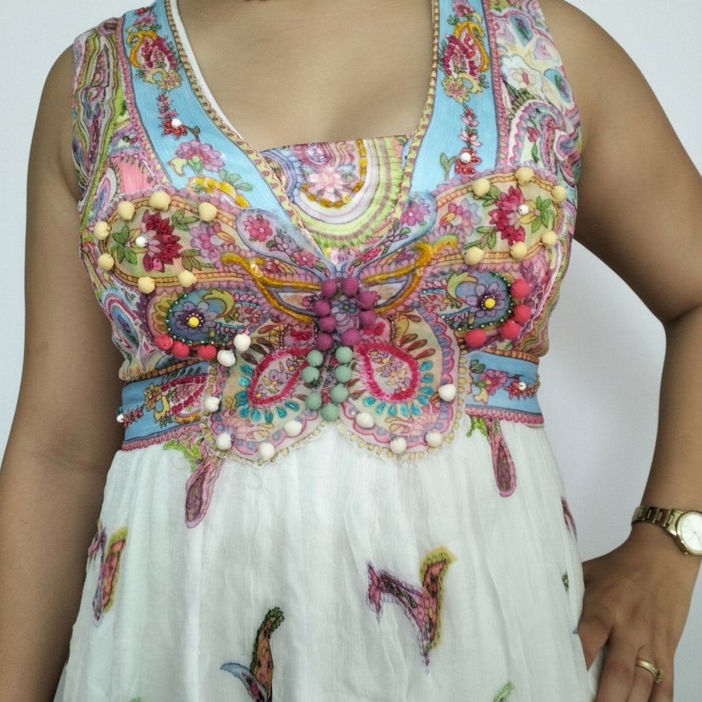 Robe en soie multicolore 