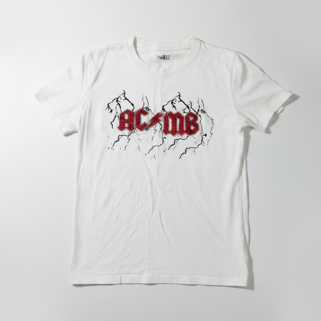 Tee-shirt blanc avec strass rouge