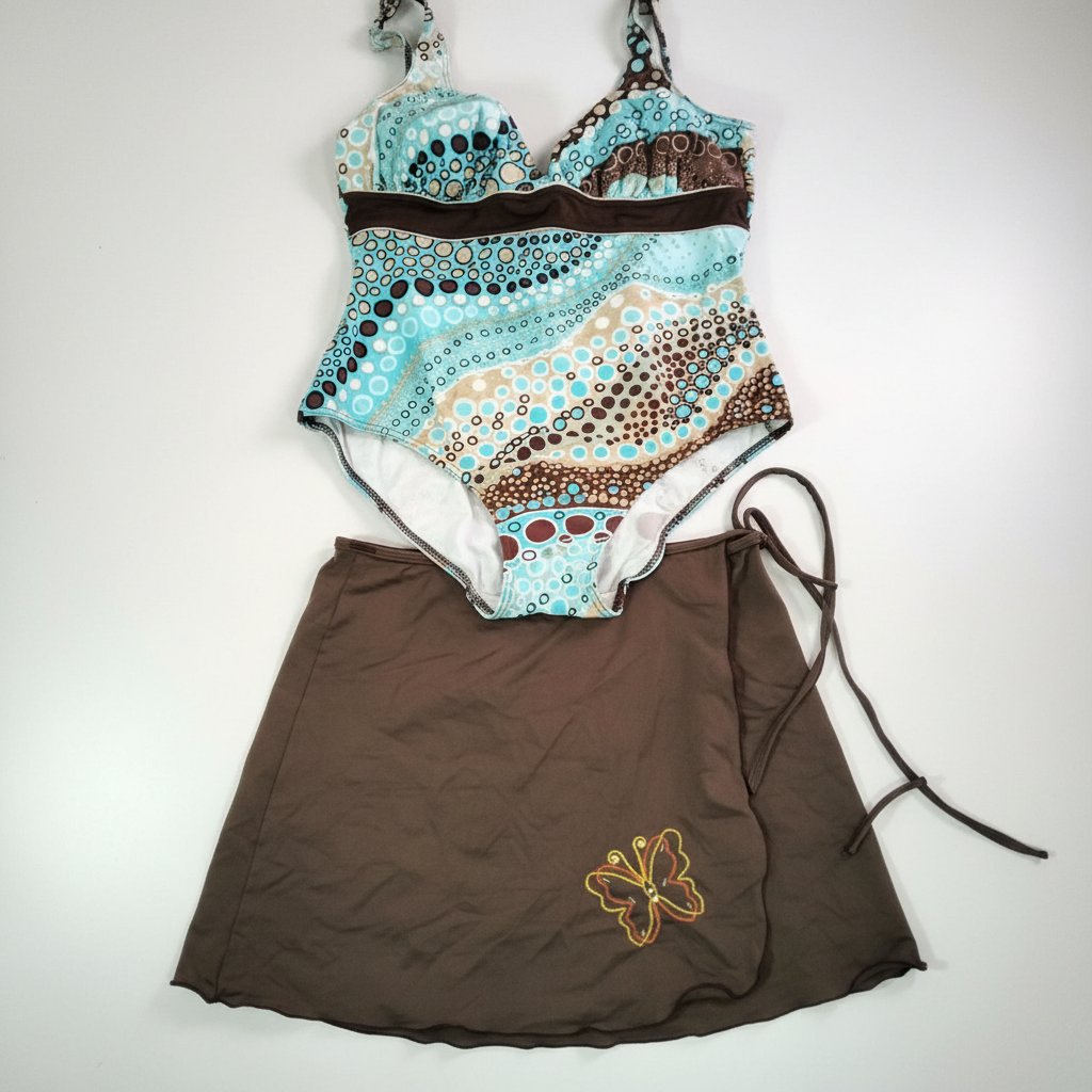 Maillot et cache maillot marron et bleu 