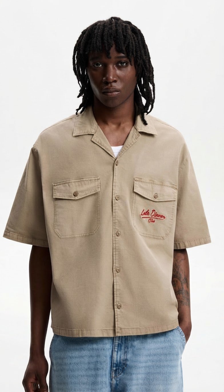 Chemise imprimée à manches courtes et coupe carrée 