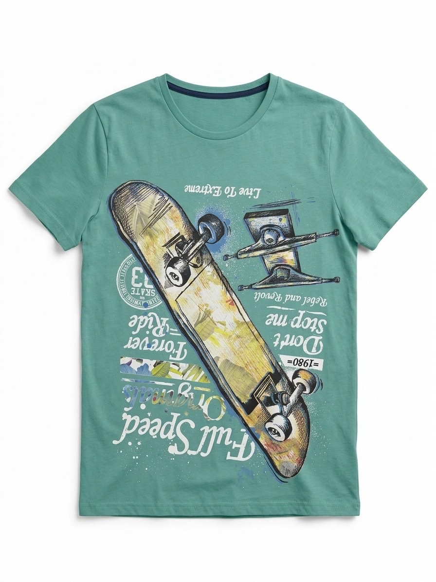 T-shirt Vert "Skateboard" 🛹