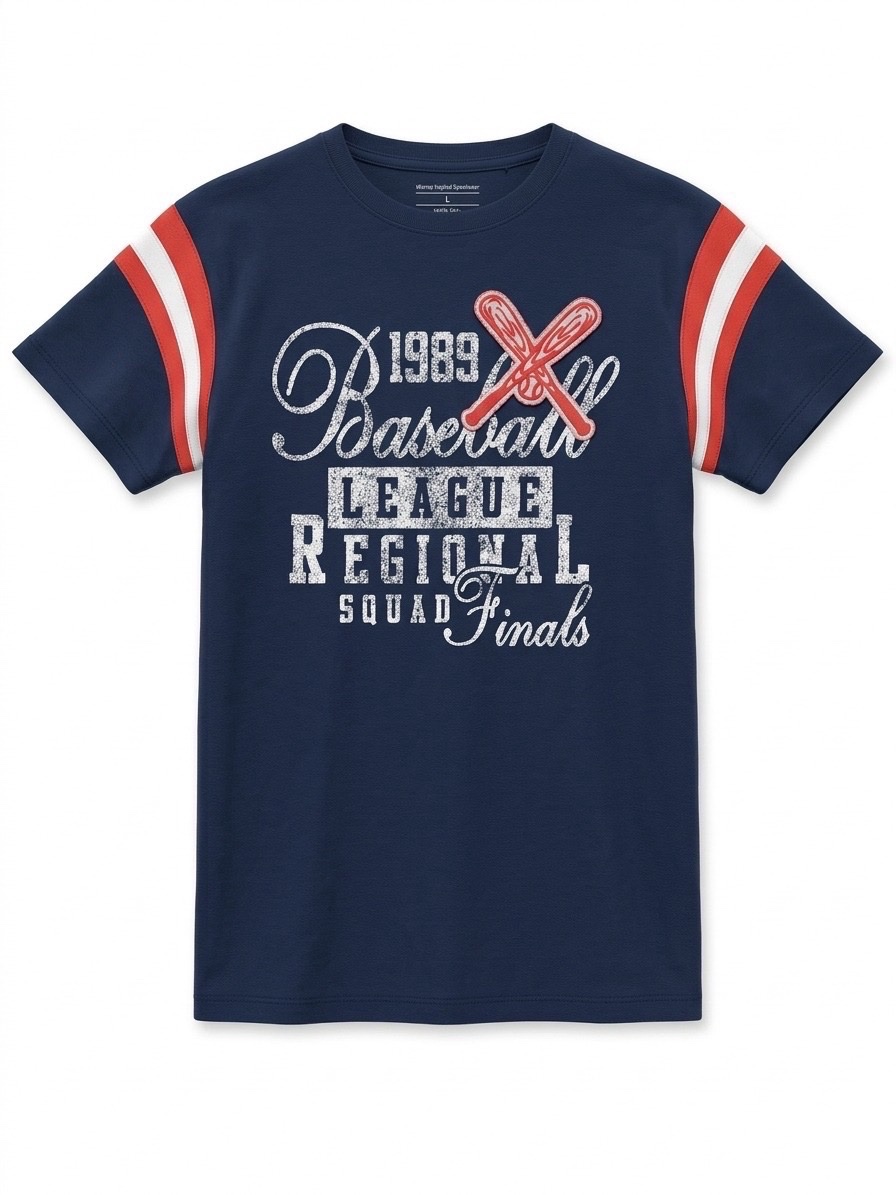 T-shirt de baseball vintage bleu marine