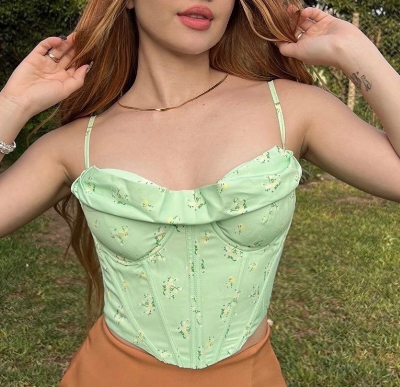 Haut vert fleurie / corset