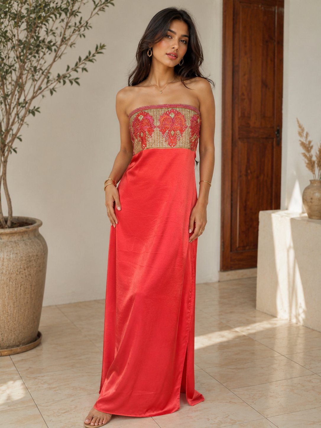 Robe longue Corail