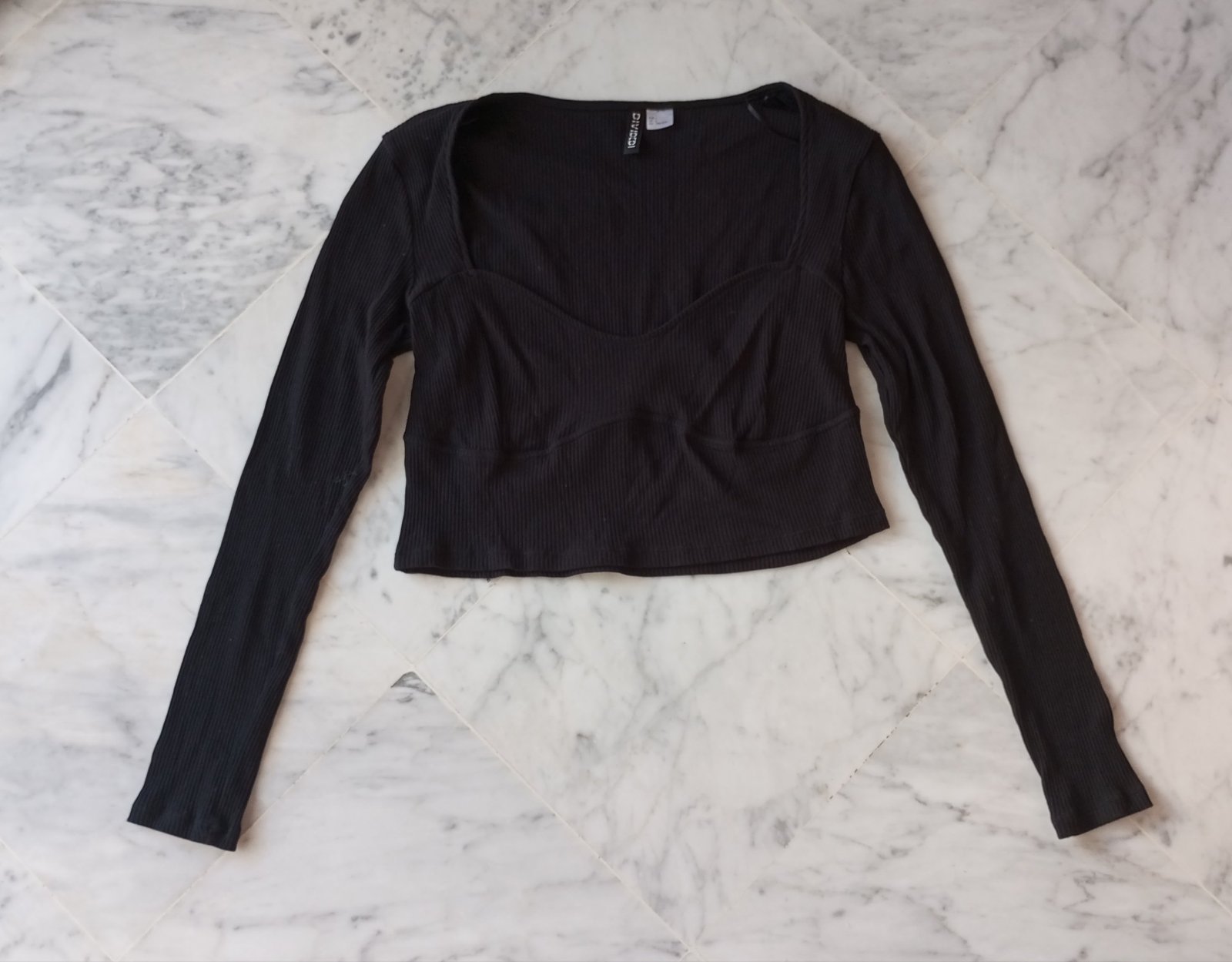 Top Noir à manches longues H&M
