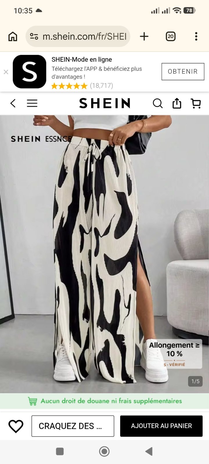 Pantalon large plissé importation SHEIN 