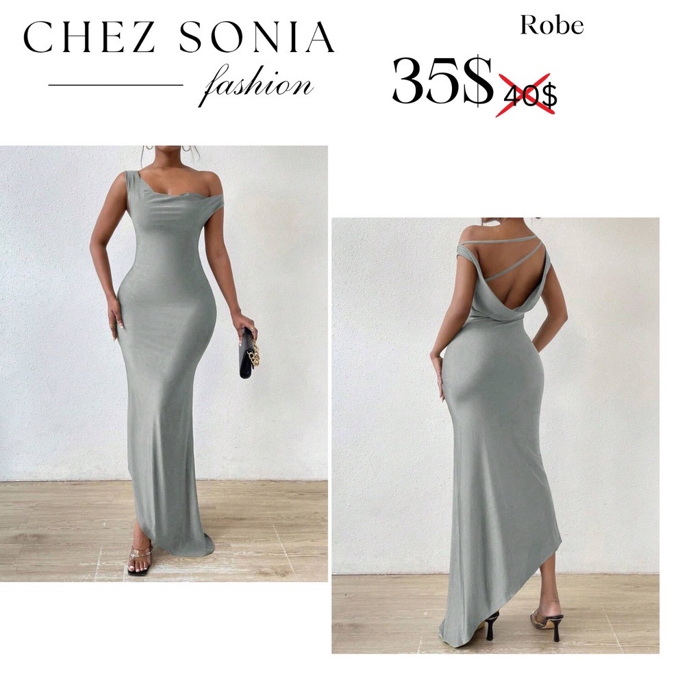 Robe Sirène en Satin extensible Argent