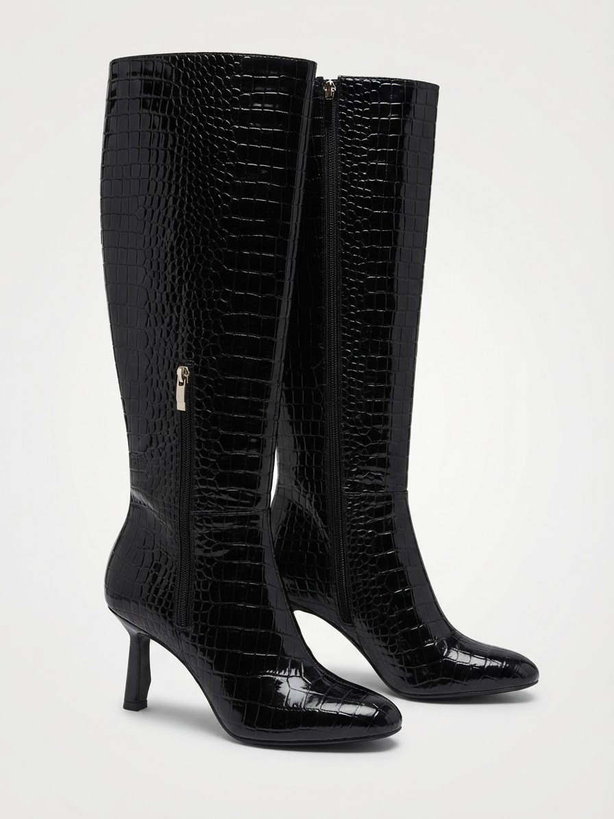 Boots noir croco