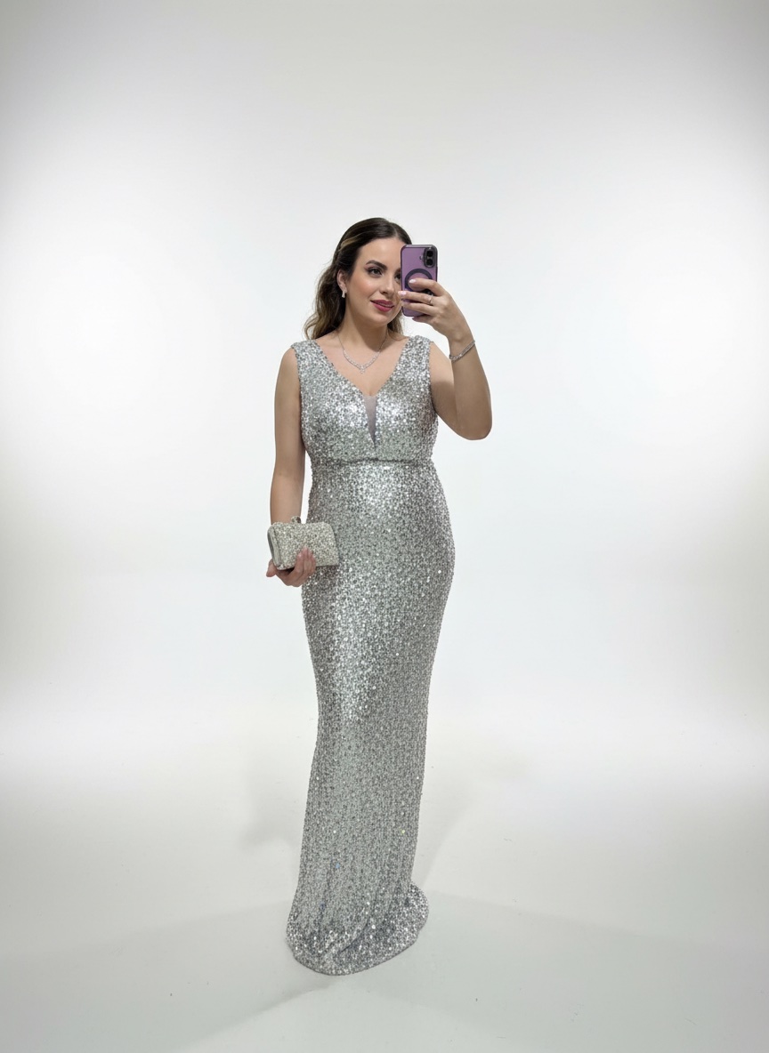 Robe soirée en argent