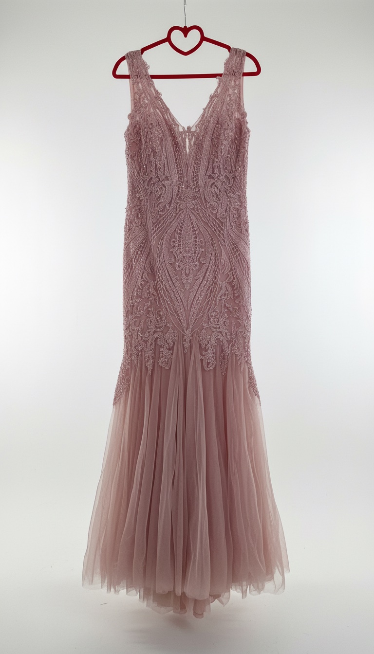 Robe soirée en rose poudré 