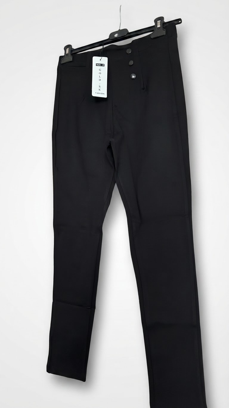 Legging taille haute en noir avec des boutons neuf