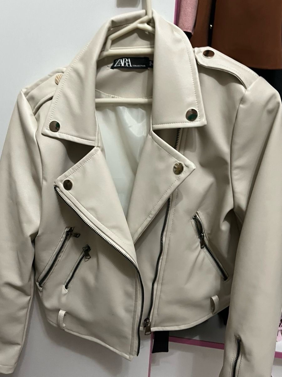 Veste cuire biege 