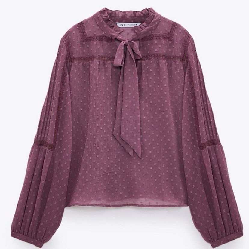 Blouse en tulle plumetis Zara  – Rose foncé