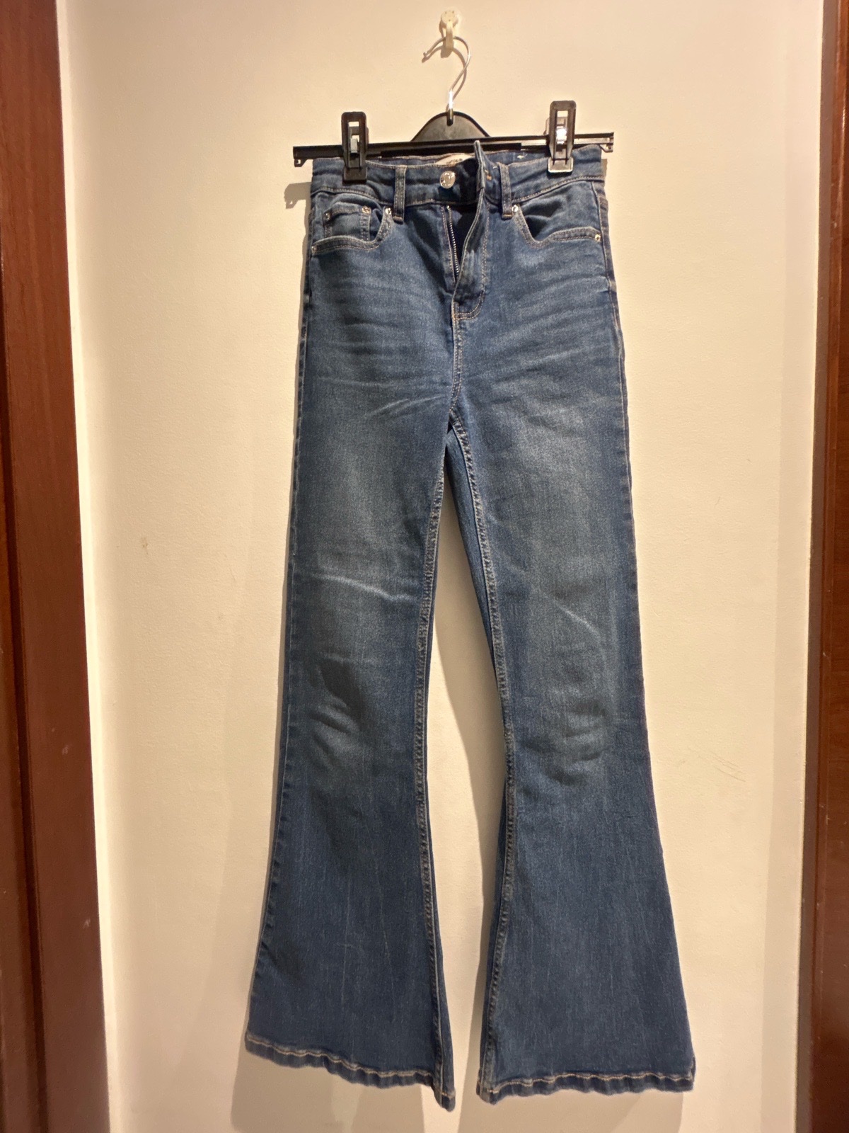 Jean flare patte d'elephant bleu lavé