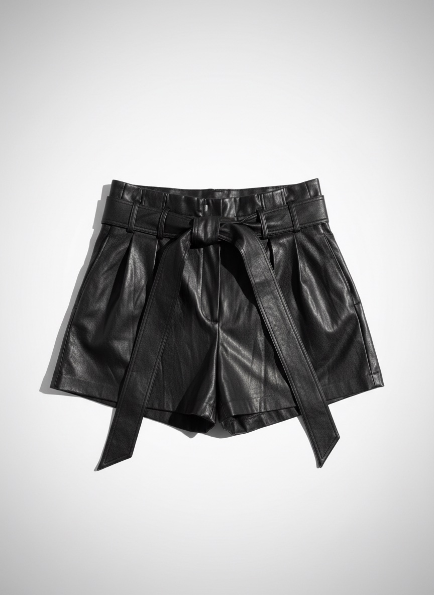 Short noir à effet cuir