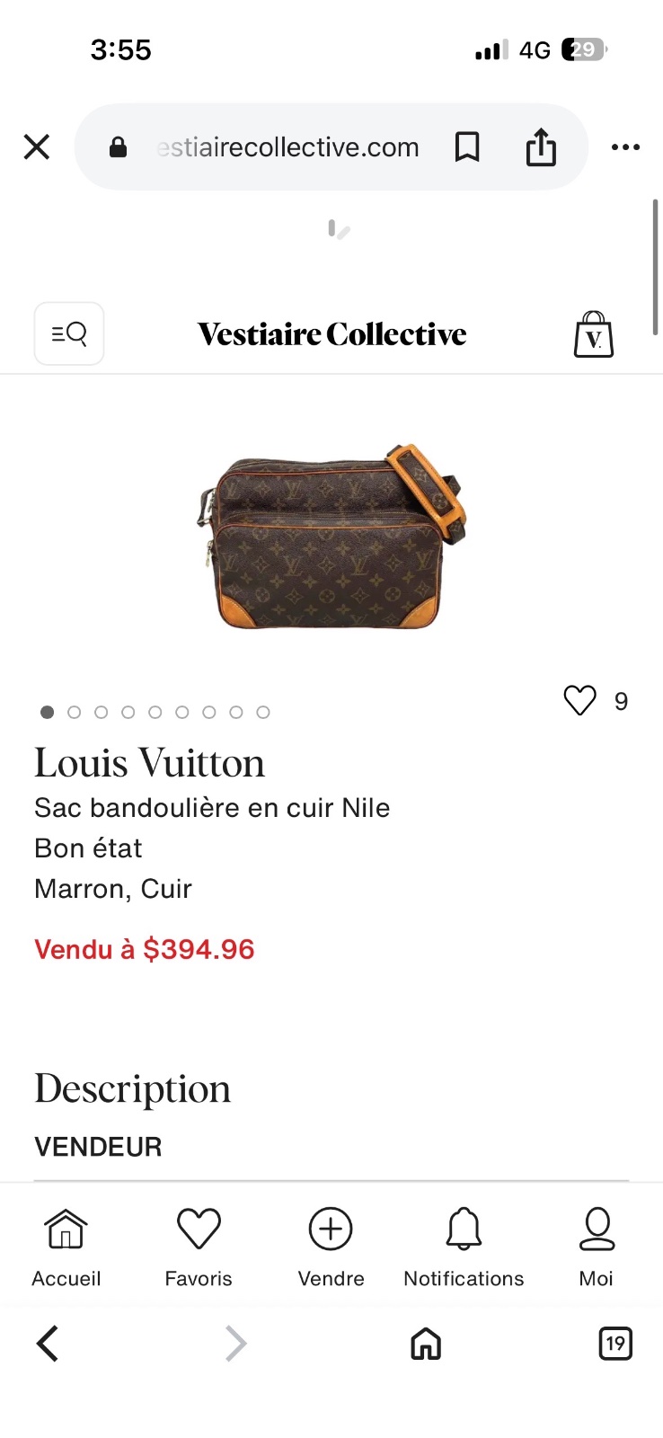 Sac bandoulière Louis Vuitton Nil GM (Grand Modèle) en toile Monogram classique