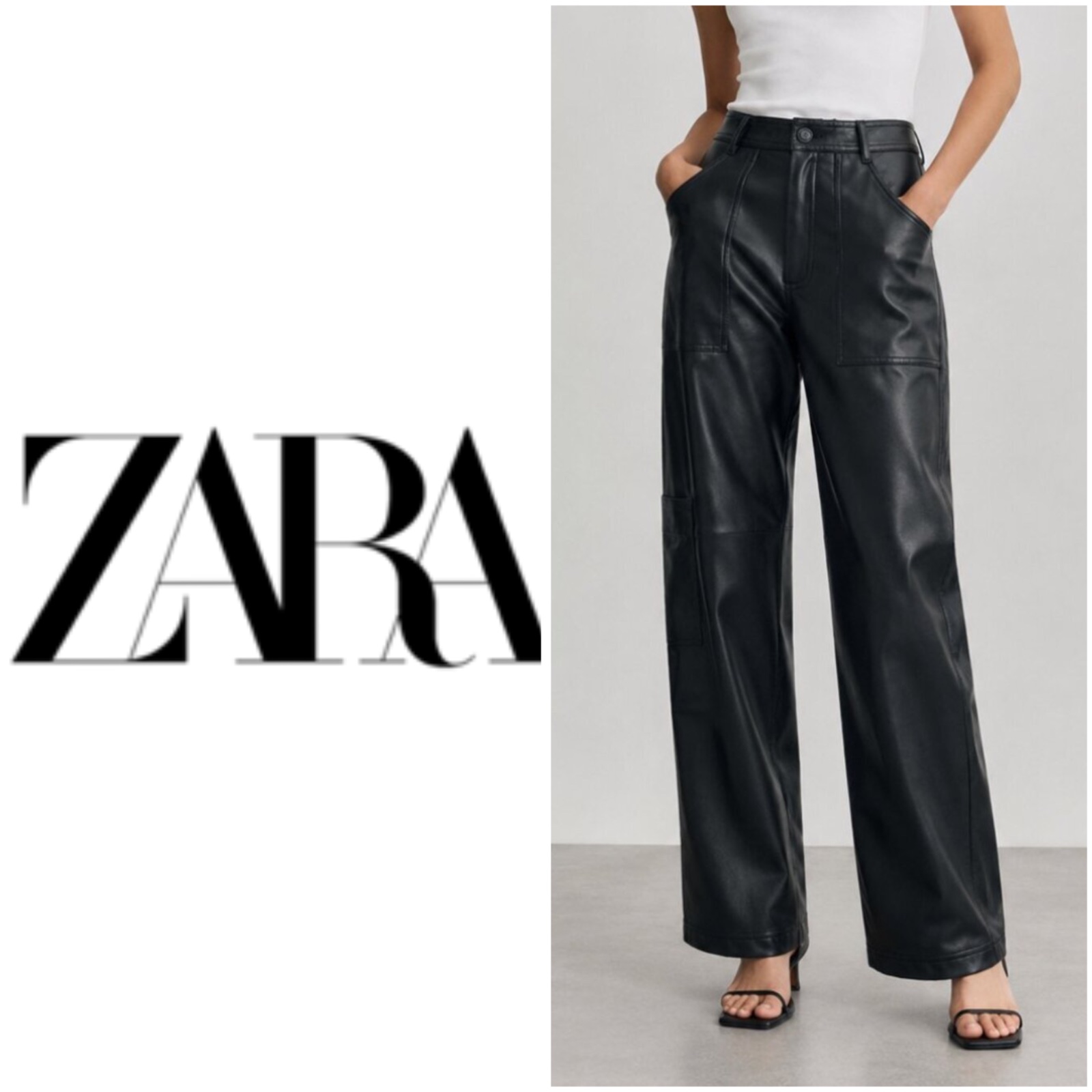 Pantalon zara faux cuir femme