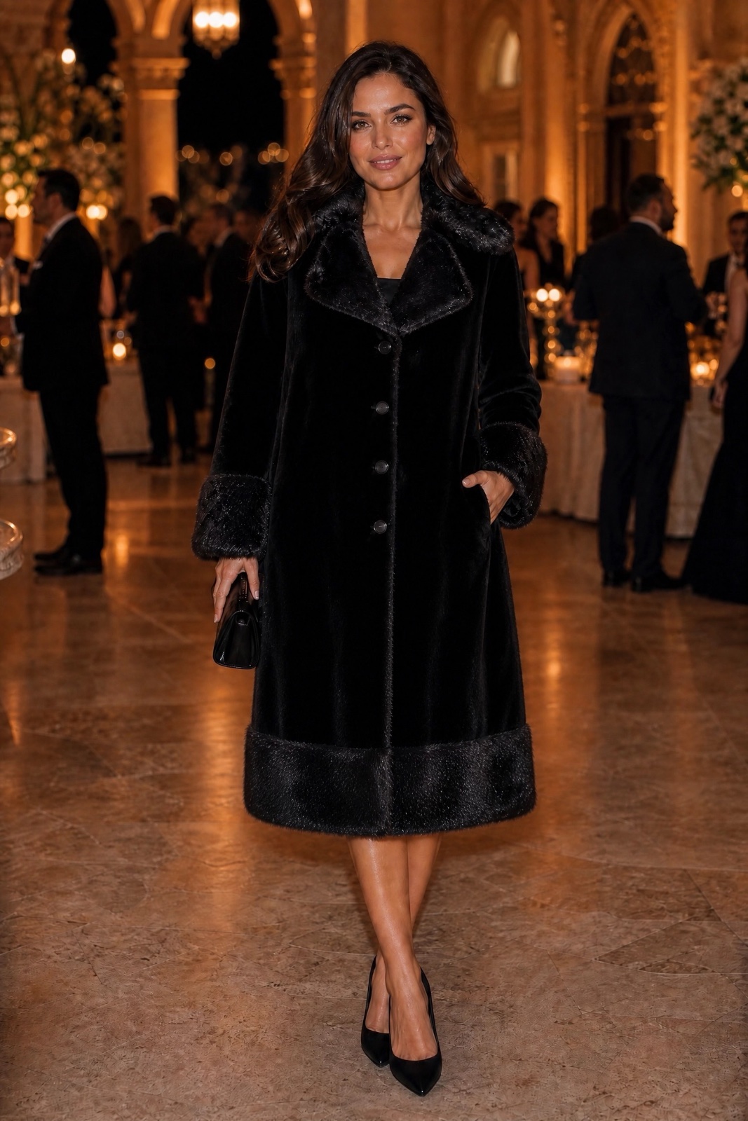 Manteau en fourrure noir 