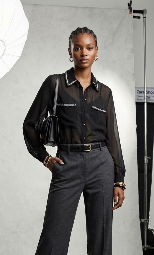 Chemise noire zara 