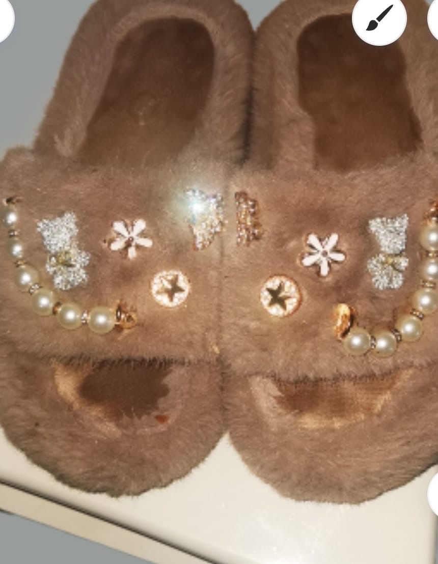 Mules fourure avec strass importé 