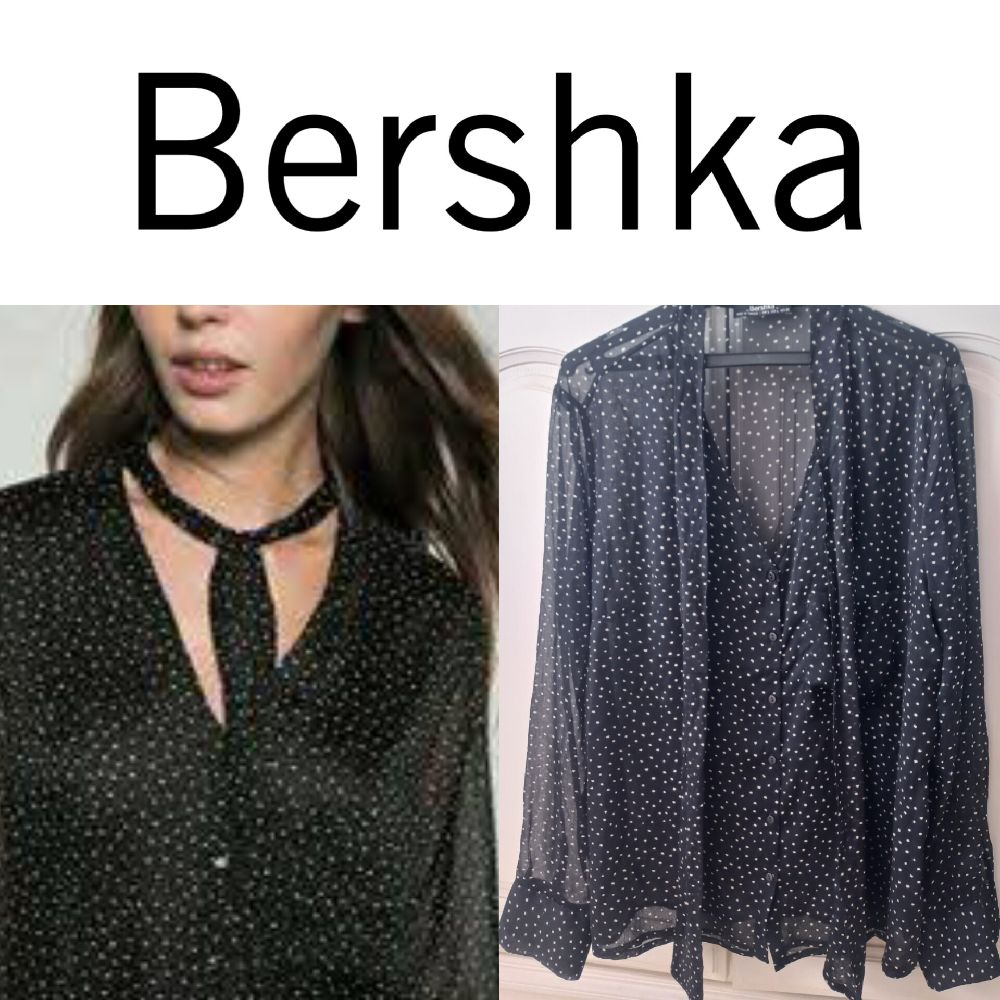 Blouse Bershka noire pointillés en blanc 🤍🖤