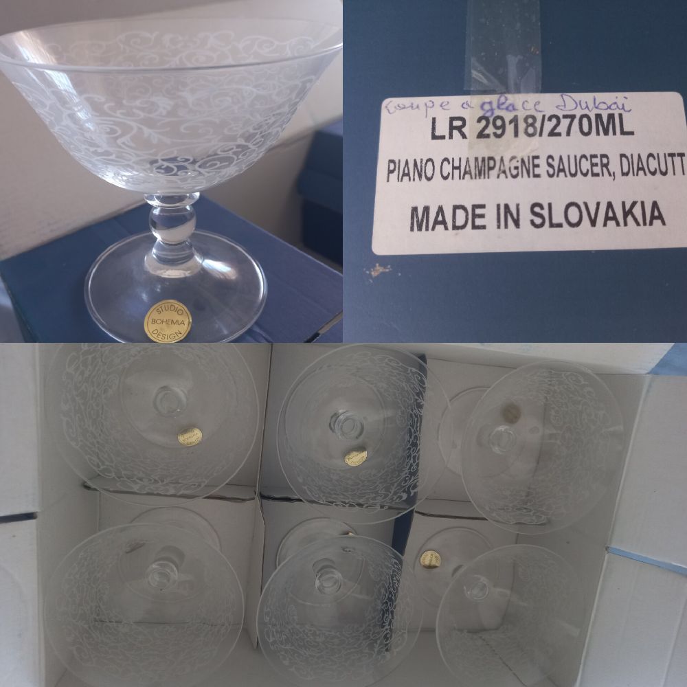 6 coupe à glace Bohemia Cristal neuves jamais utilisées 💫