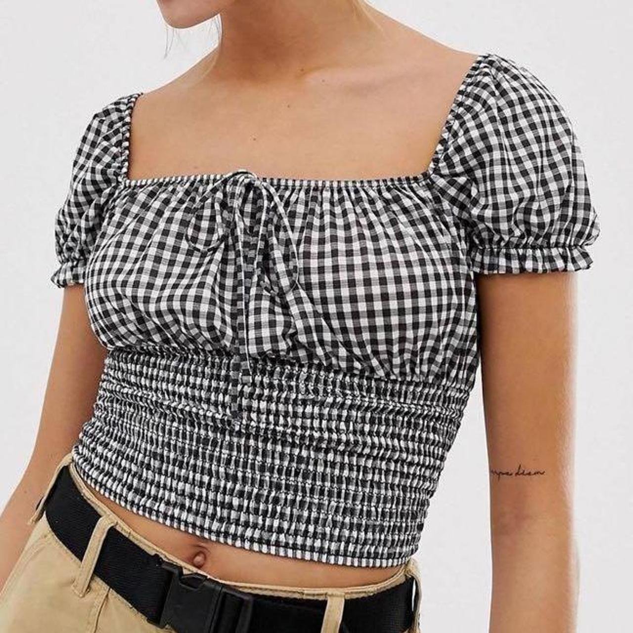 Crop top femme Bershka noir et gris