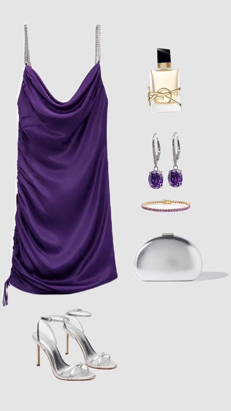 Zara Purple Satin-Look Mini Dress with Chain Straps - Size S