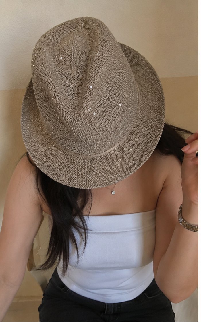 Chapeau de style Panama / Trilby pailleté 