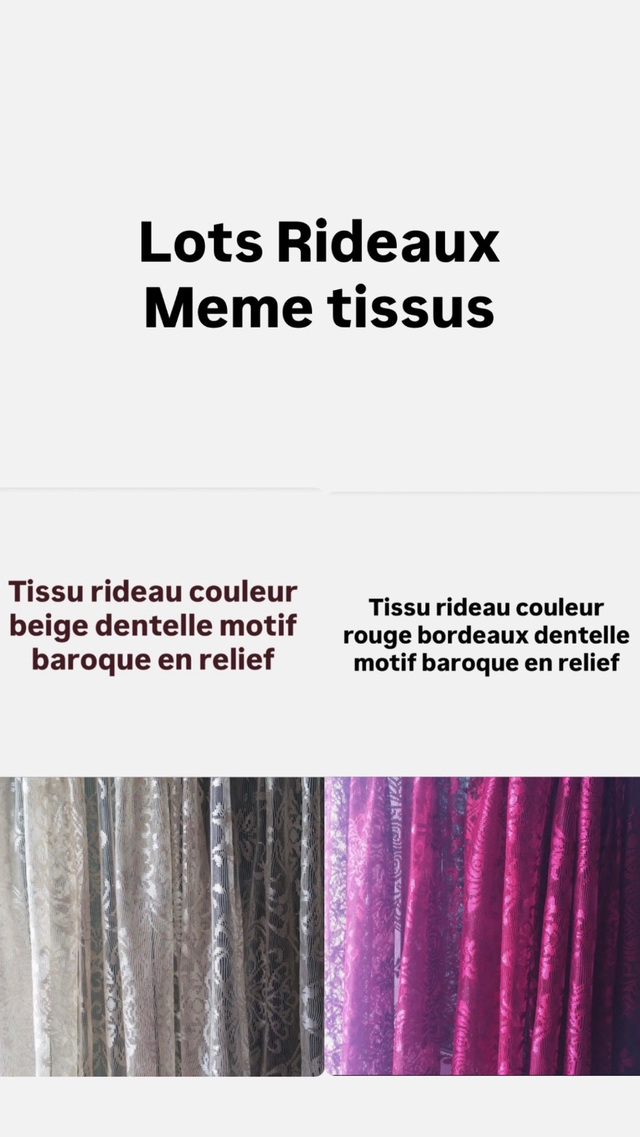 Lots 2 tissus rideaux