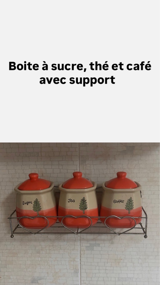 Boite à sucre, thé et café avec support
